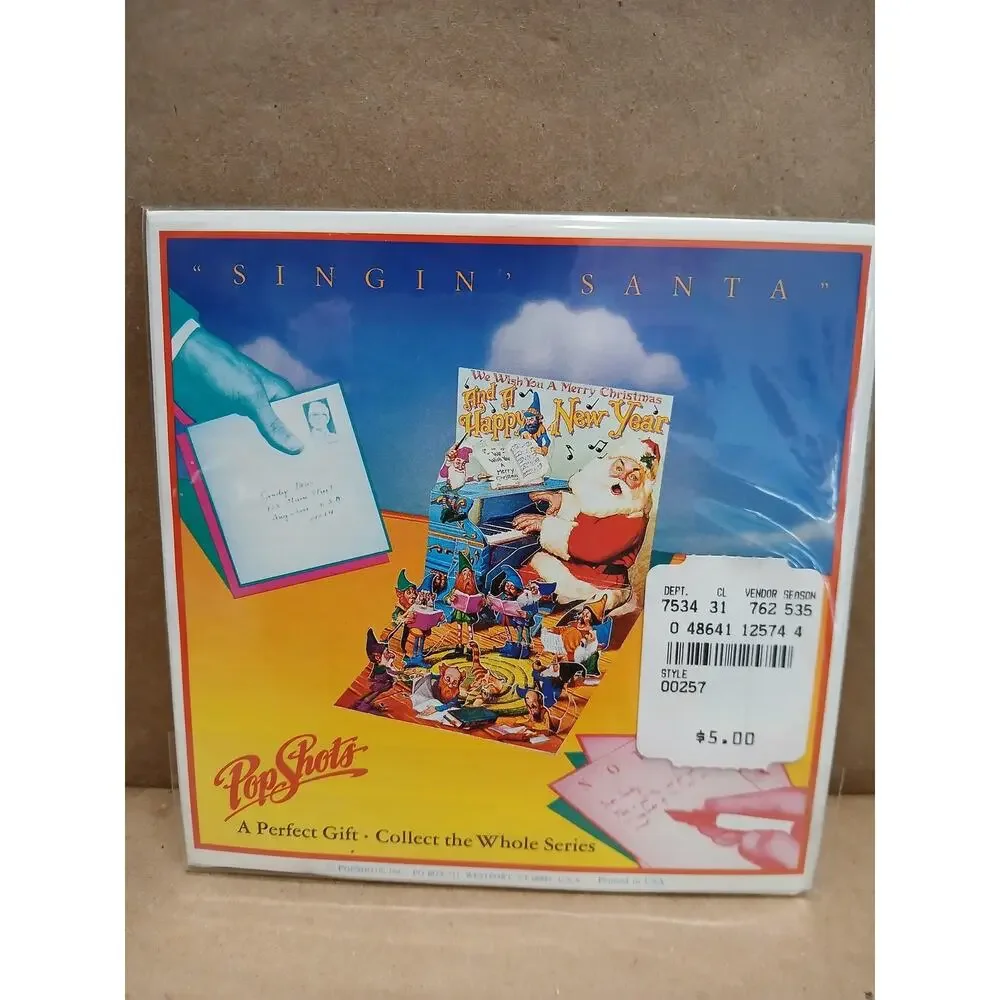 Vintage PopShots Singin' Santa Pop-Up Christmas Card Holiday Greeting